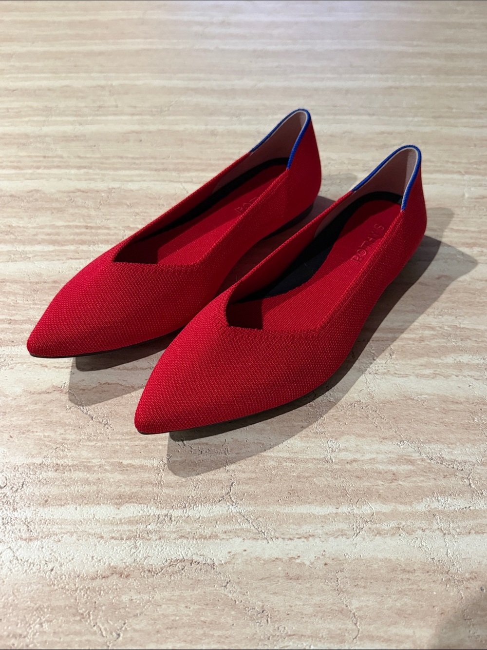 Rothy's Red Pointed-Toe Knit Flats